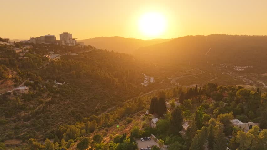 Aerial video above the Princess Elizabeth Church, Ein Kerem, Jerusalem