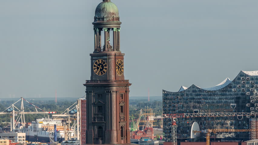 Aerial timelapse of Hamburg