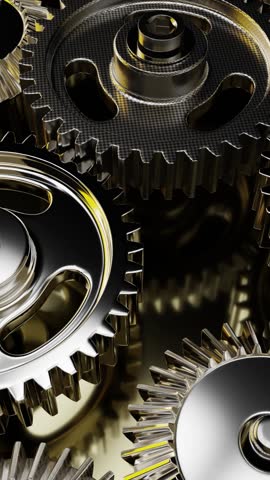 Metallic gears background. Looped animation.