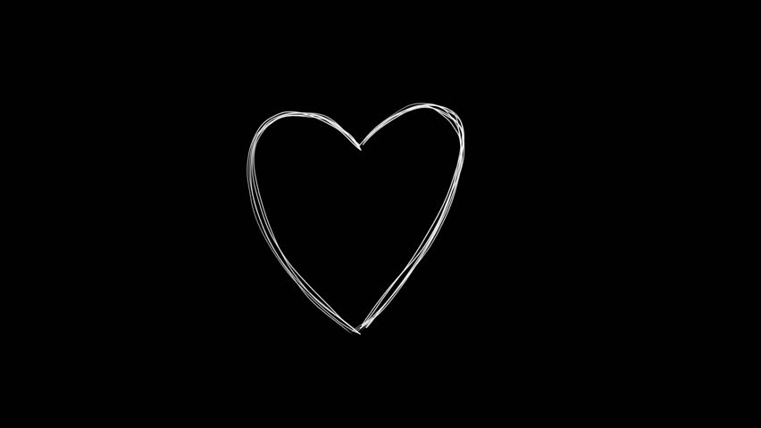 Hand drawn animated doodle heart beat. Video clip with alpha channel.