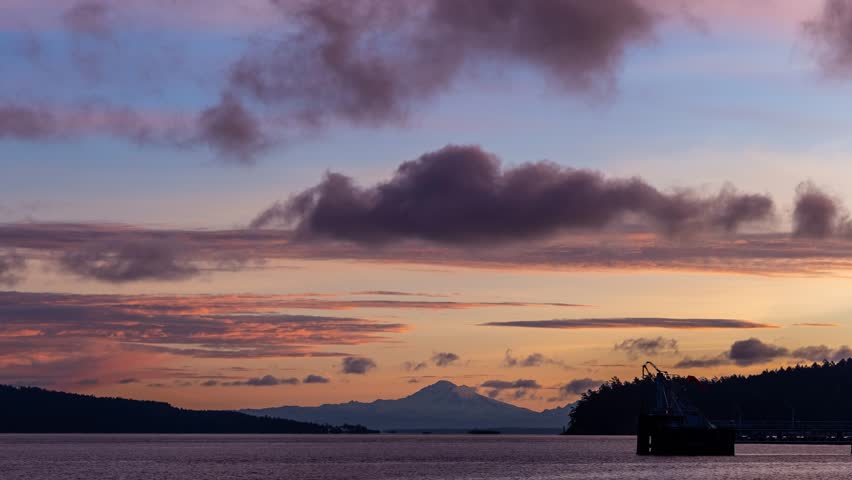 Sunrise Over the Ocean and Mountains in Victoria, British Columbia