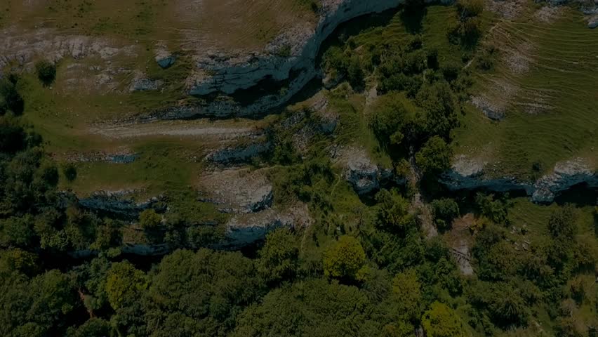Aerial view of geological fault in Sierra de Entzia, Campas de Legaire, Álava, Agurain, Vitoria, Araba, 