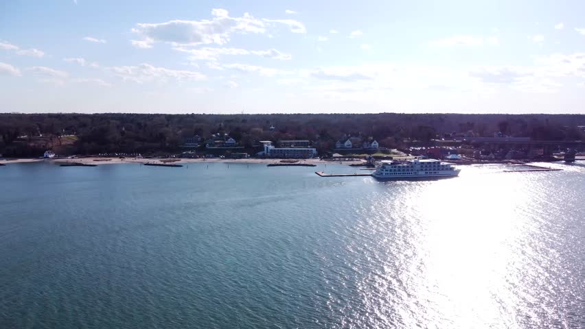 Aerial View of historic downtown Yorktown Virginia.