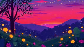 Valley of Firefly Lights: Dusk Falls Over Rolling Hills, a Glowing Paradise Where Twilight Meets the Horizon - Powered by Shutterstock - Get 15% off with code: PIKWIZARD15