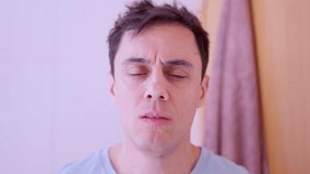 Man wakes up and falls asleep while brushing his teeth - Powered by Shutterstock - Get 15% off with code: PIKWIZARD15