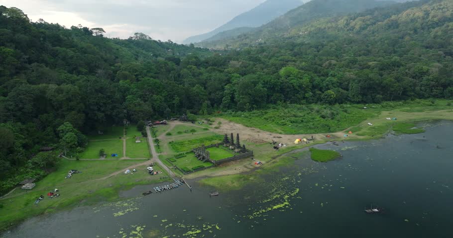 Beautifull Hindu temple near lake 