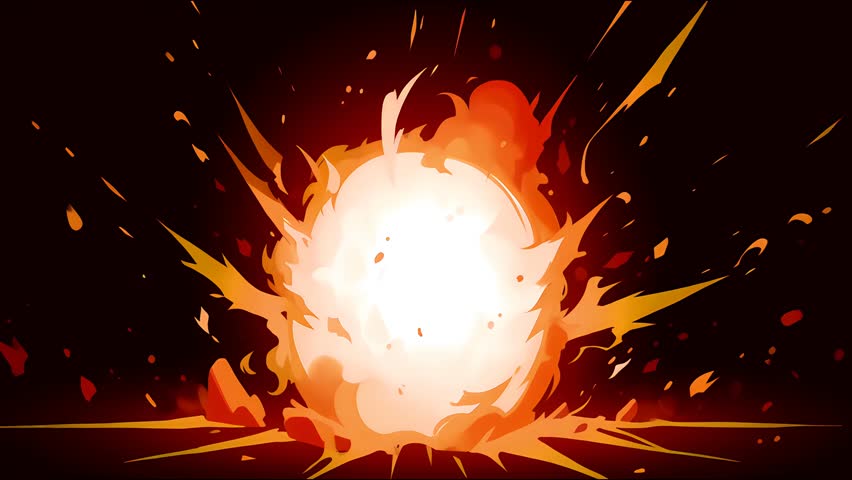 Energetic Anime Style VFX Loop with Cartoon 2D Animation. Seamless design ideal for VJ backgrounds and digital art.