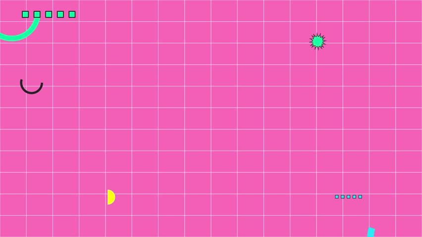 80's 90's background with retro border pop up, trendy Memphis animation, seamless looped 4K animation.