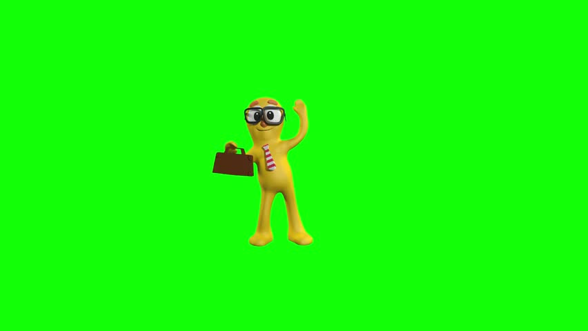 3D green screen animation of a yellow mascot in business action. Ideal for digital assets, presentations, marketing visuals, or promotional content.