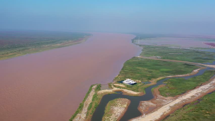 Explore stunning aerial views of Yellow River estuary landscapes