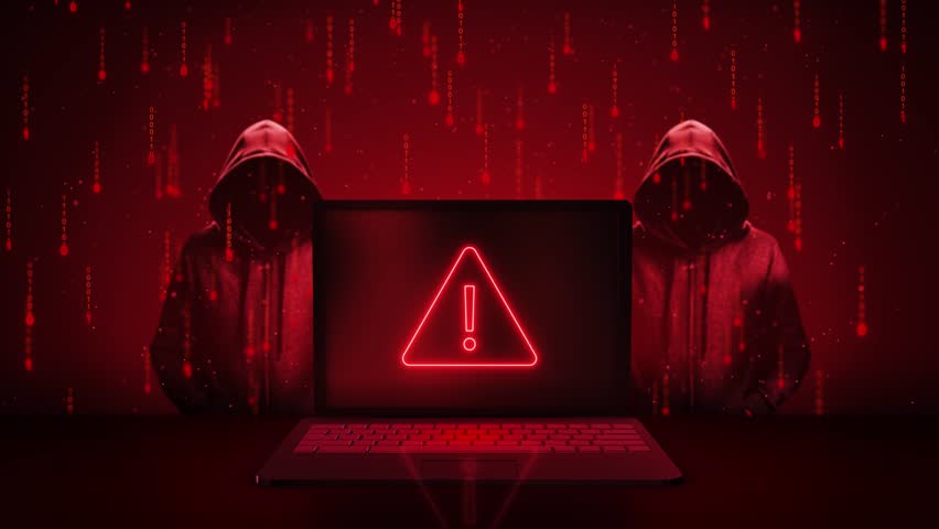 Hacker man typing on laptop hacking computer system breach the security of laptop system. terrorist virus computer attack server network system online data technology internet. 3D Illustration