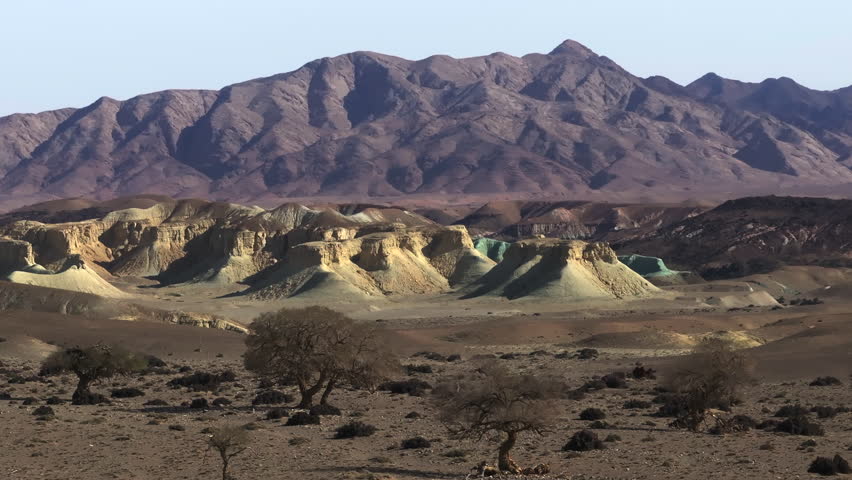 Aerial view of unique shapes formed in canyons of the Goby desert, Mongolia