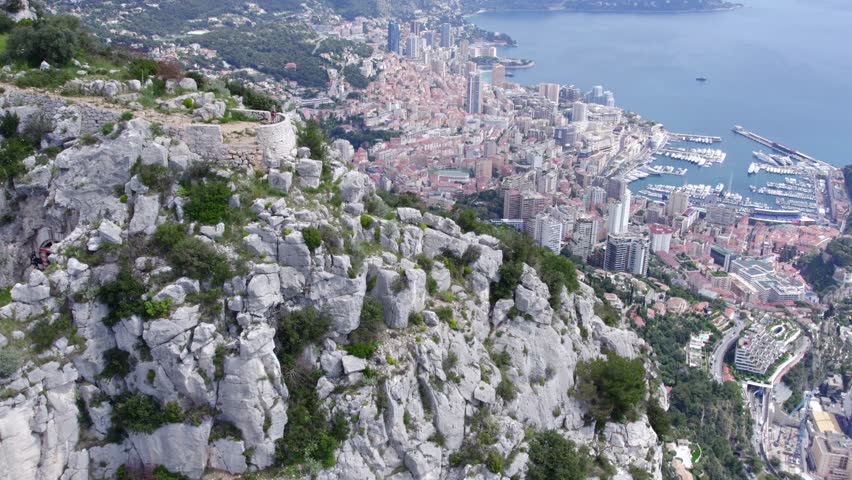 Female Hiker at Tête de Chien Hiking View Point above Monaco on the French Riviera - La Turbie, France