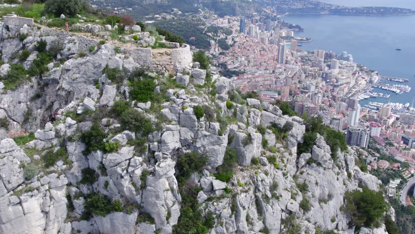 Female Hiker at Tête de Chien Hiking View Point above Monaco on the French Riviera - La Turbie, France