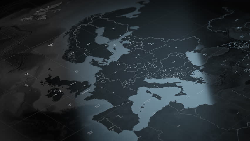 European Union map with country regions outlines. 3D Illustration