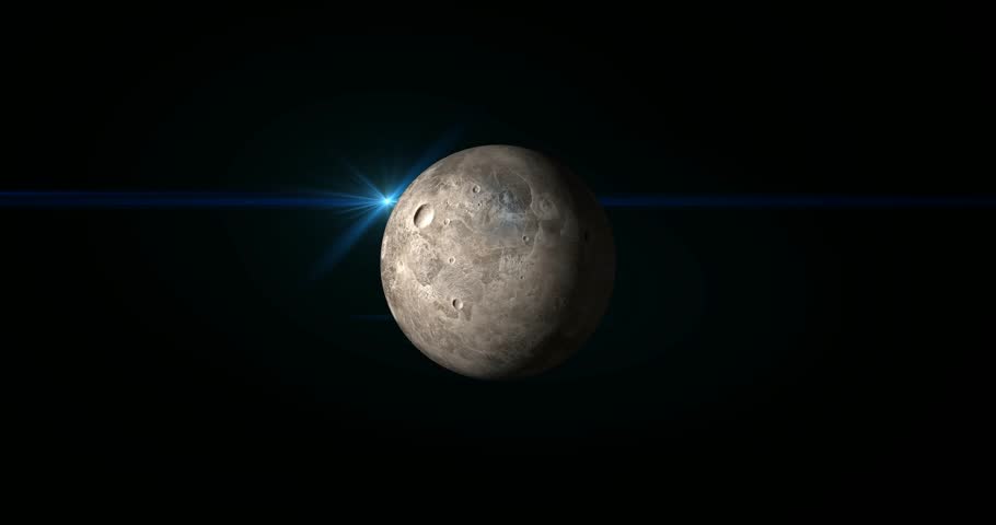 Ceres Cinematic  Zoom In View of a Fictional Rocky Planet with Star in Deep Space. A cinematic rendering of Ceres, a fictional rocky planet floating in the vast darkness of space.
