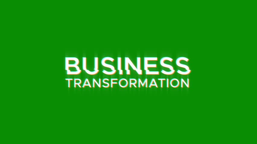 business transformation glitch abstract text digital 3D cinematic title on black white background. glitch effect word video animation