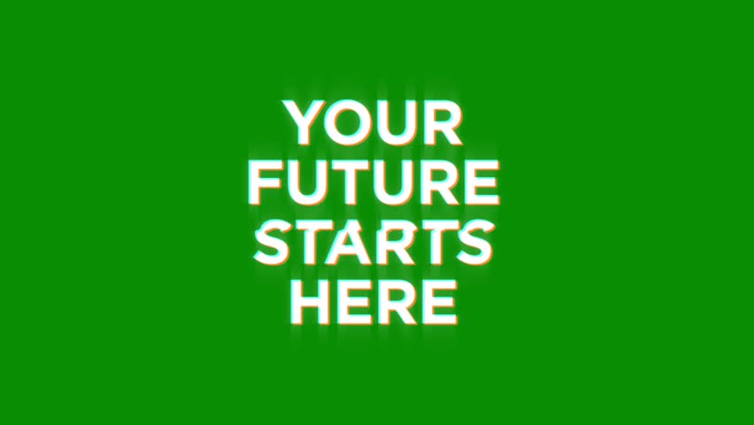 your future starts glitch abstract text digital 3D cinematic title on black white background. glitch effect word video animation