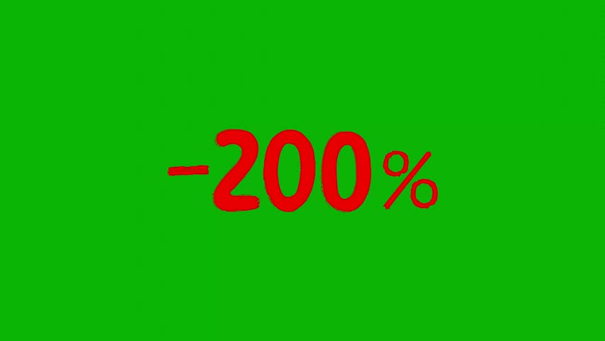 Loop animation of bold red chalk-like text reading “-200%” on a solid green background. The sharp contrast and distressed look make it ideal for videos about losses, crypto crashes, market dips, or dr
