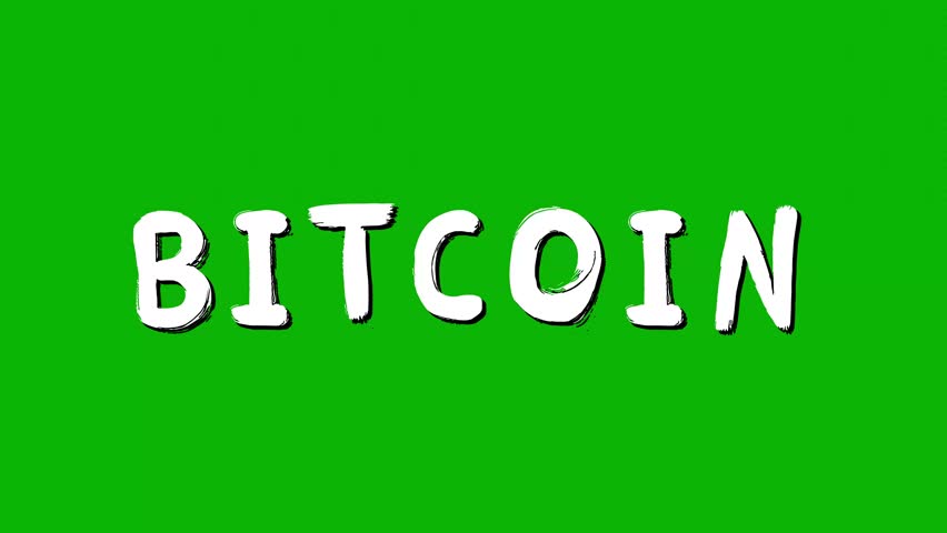 Loop animation of the word “BITCOIN” in bold white chalk-like letters on a bright green background. Great for financial content, crypto explainer videos, fintech intros, or meme-based crypto posts.