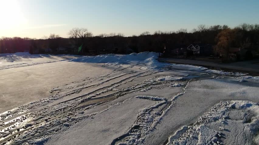 Drone Footage of Ice Shoves On Lake Winnebago in Wisconsin 