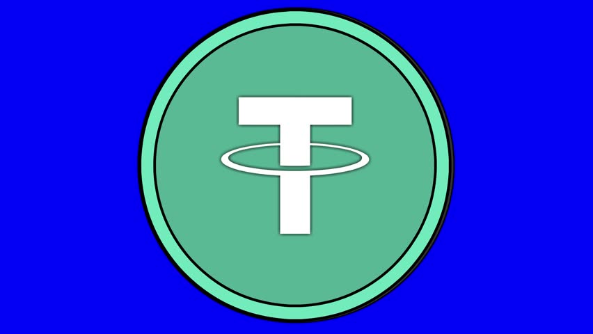 Animated Tether (USDT) Crypto Coin Logo on Blue Background – Looping Digital Currency Animation for Blockchain, Finance, and Tech Content