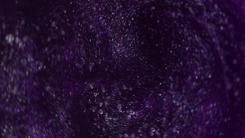 Violet swirl. Spiral paint. Thick dark lilac spiral stream liquid potion mixed with shiny sparkles. Purple caramel boils with bubbles texture.
