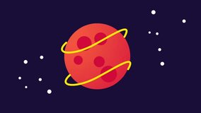 A red-hued planet with surrounding orbital rings spins against a deep space background, symbolizing dynamic celestial movement and planetary rotation - Powered by Shutterstock - Get 15% off with code: PIKWIZARD15