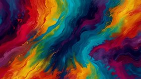 an abstract painting rich in rainbow colors. Dynamic, wavy brushstrokes create an interesting visual texture, with bright colors such as red, orange, yellow, green, blue, indigo, and violet blending a - Powered by Shutterstock - Get 15% off with code: PIKWIZARD15