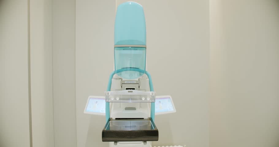 Medical breast x-ray for women. Hospital Radiology Room. high-performance Mammography device in a modern hospital. clean medical equipment in the clinic. Cancer Prevention Routine in Hospital Room.