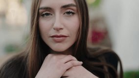 Peaceful woman meditating with eyes closed, hands together, embracing tranquility outdoors. Calm Woman Meditating Outdoors with Eyes Closed and Hands Together - Powered by Shutterstock - Get 15% off with code: PIKWIZARD15