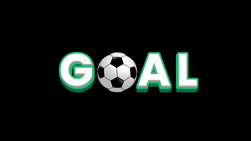 Goal celebration text animated, Transparent background. 4K resolution