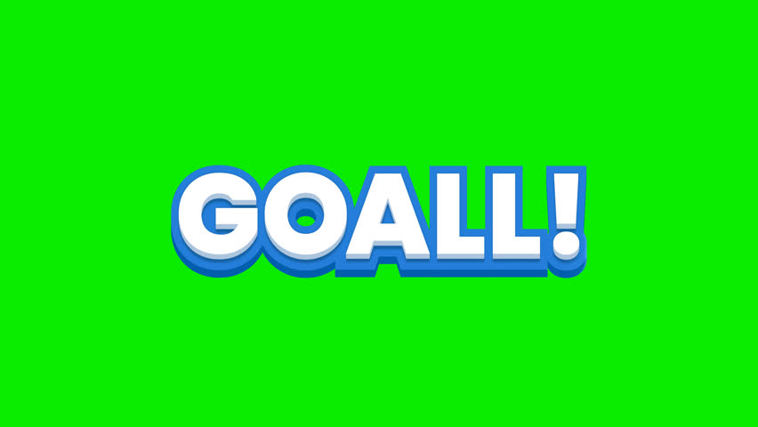 Goal celebration text animation, Transparent or green background. 4K resolution