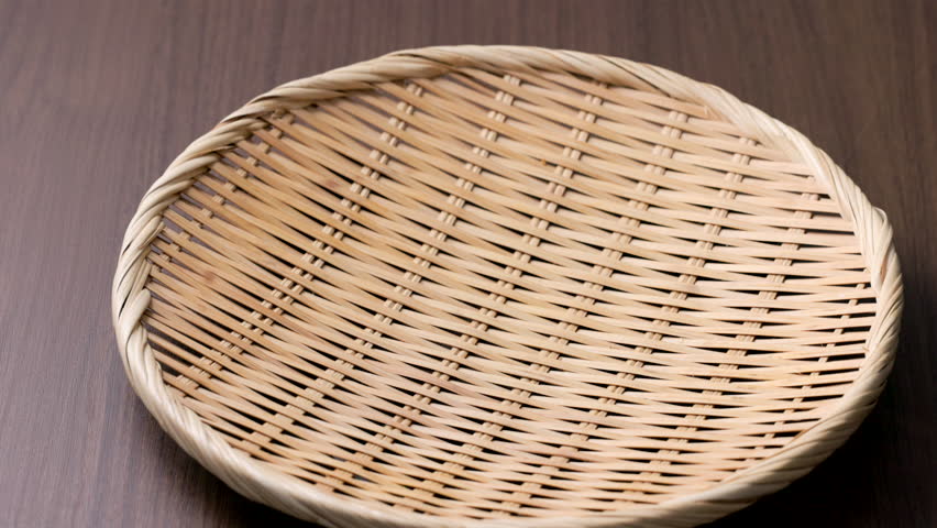 Japanese Raw Rice in a Bamboo Basket – Traditional Asian Food Concept