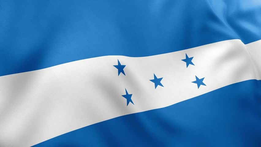 Realistic waving flag of Honduras, blue and white stripes with five blue stars. Central American nation symbol, Tegucigalpa, patriotism, Honduras