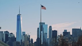New York City View With US Flag - Powered by Shutterstock - Get 15% off with code: PIKWIZARD15