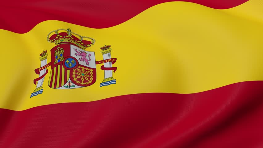 seamless spanish flag animation, national day or politics or sport event - 3D rendering - slow motion