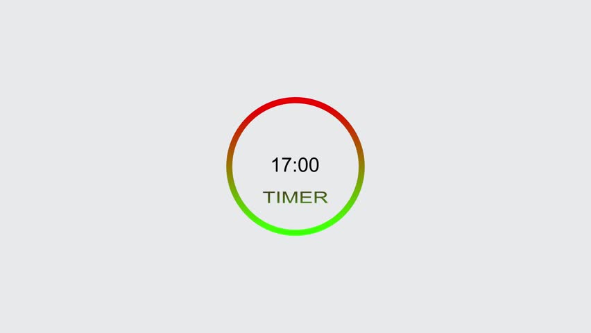 17 seconds digital clock countdown timer animation. inside a green and red circle on white background emergency timer countdown animation, and 4k video.
