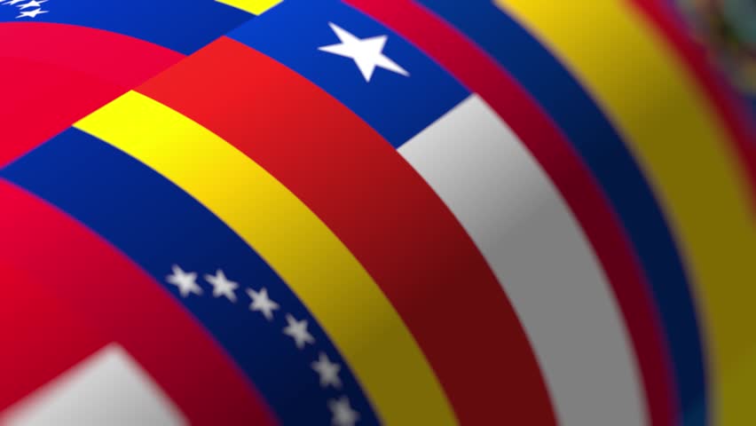 Background with flags of several Latin American countries. Infinitely looping background