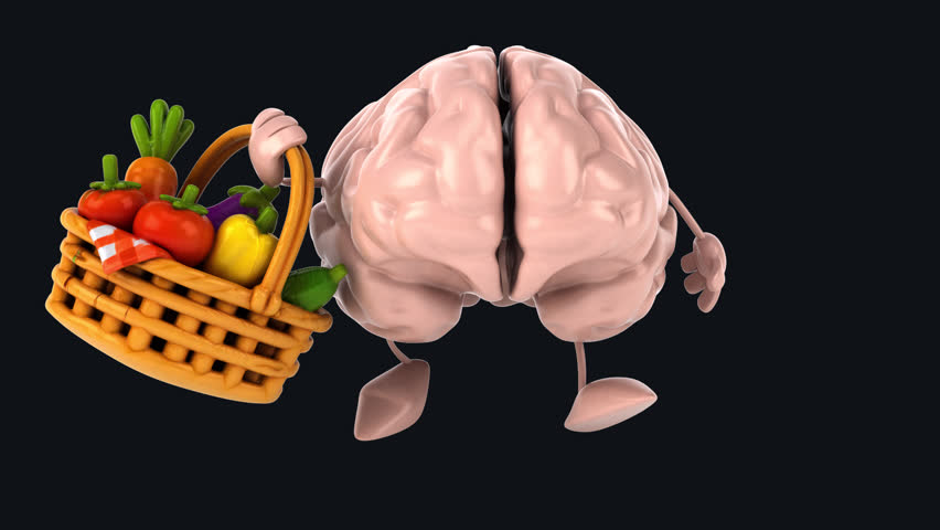 Fun 3D cartoon brain with vegetables (on alpha)