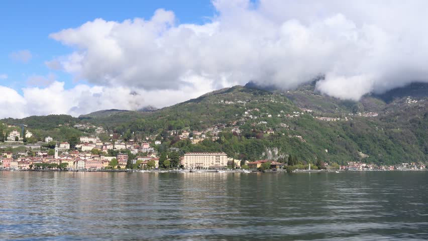 Approaching city of Menaggio on lake Como, northern Italy nature landscape