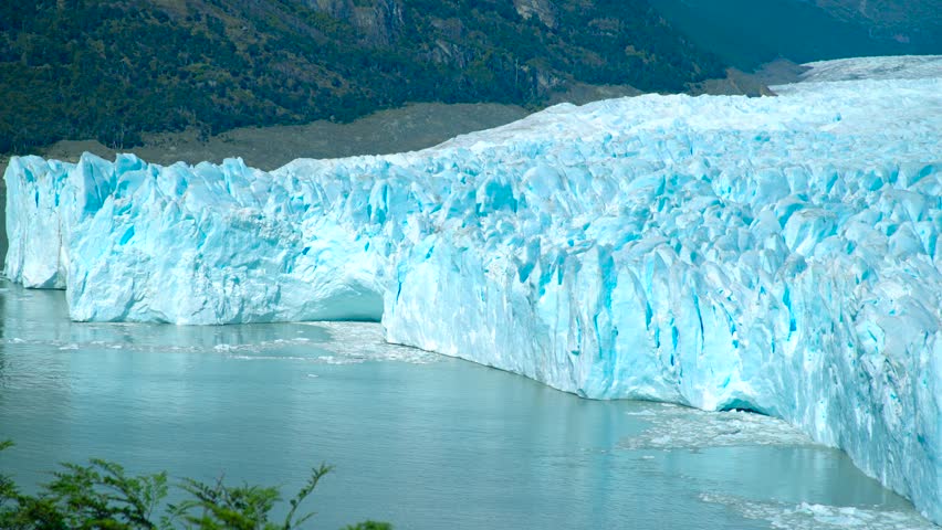 Perito Moreno Glacier in Argentina displays massive icy formations along the water