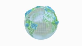 Earth globe translucent rotates around itself, moving in waves of green and blue colors conveys combination of technology and environment. Green Technology concept. Animation seamless loop, 3D Render. - Powered by Shutterstock - Get 15% off with code: PIKWIZARD15