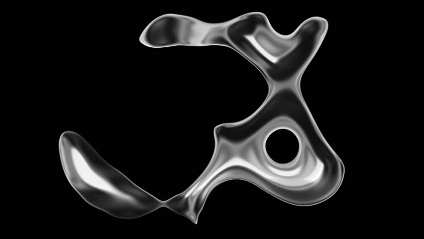 Liquid metal on black background. Abstract silver drops on isolated background. Mercury flows, changes shape and connects. Macro image of shiny tech nano liquid. 4k 60fps VJ looped backdrop	