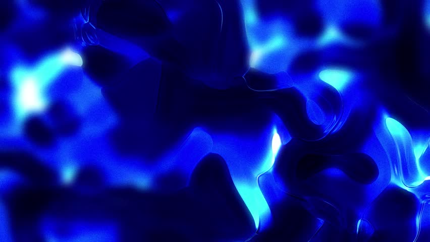 Abstract glowing liquid blue background. Technological macro video in blue blur. Flashes on dark backdrop for cover, technology banner, web design. 4k 60fps VJ loop. Stylish 3D Abstract