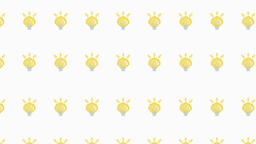 Cute background illustration of a pixelated inspiration light bulb
