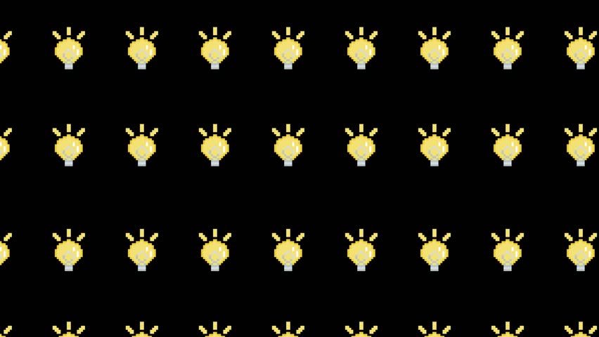Cute background illustration of a pixelated inspiration light bulb