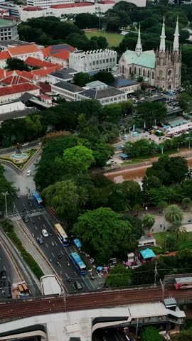 Aerial panorama of the modern Jakarta downtown and business district in indonesia capital city	
