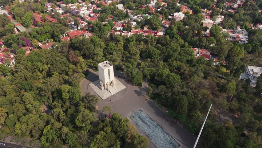 La Bombilla Park from above, drone view, sunny afternoon