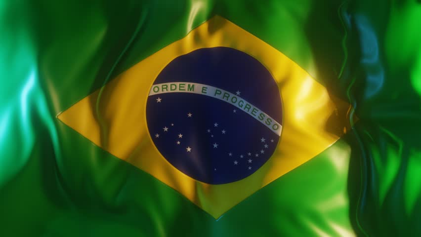 Brazil Flag Frontal Close up View 3D Render